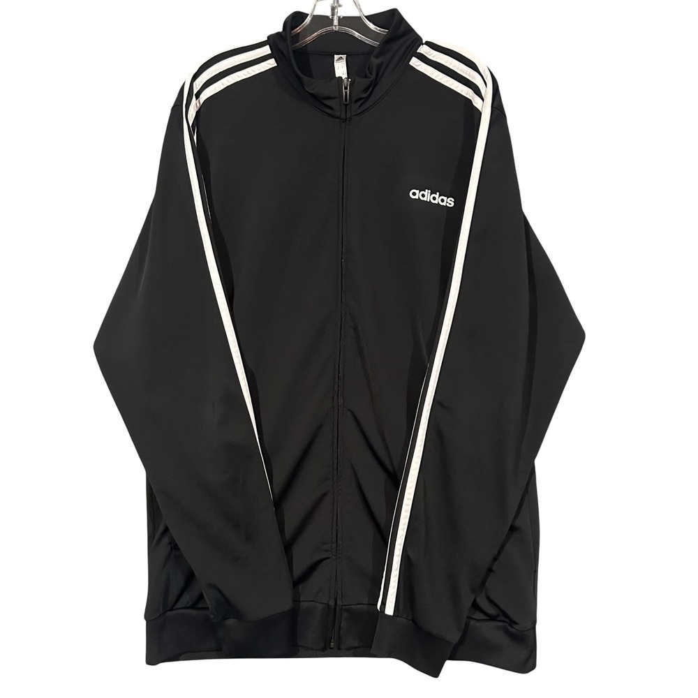 Adidas Primegreen Mens XLT Black White 3-Stripe Full Zip Track Jacket Sportswear